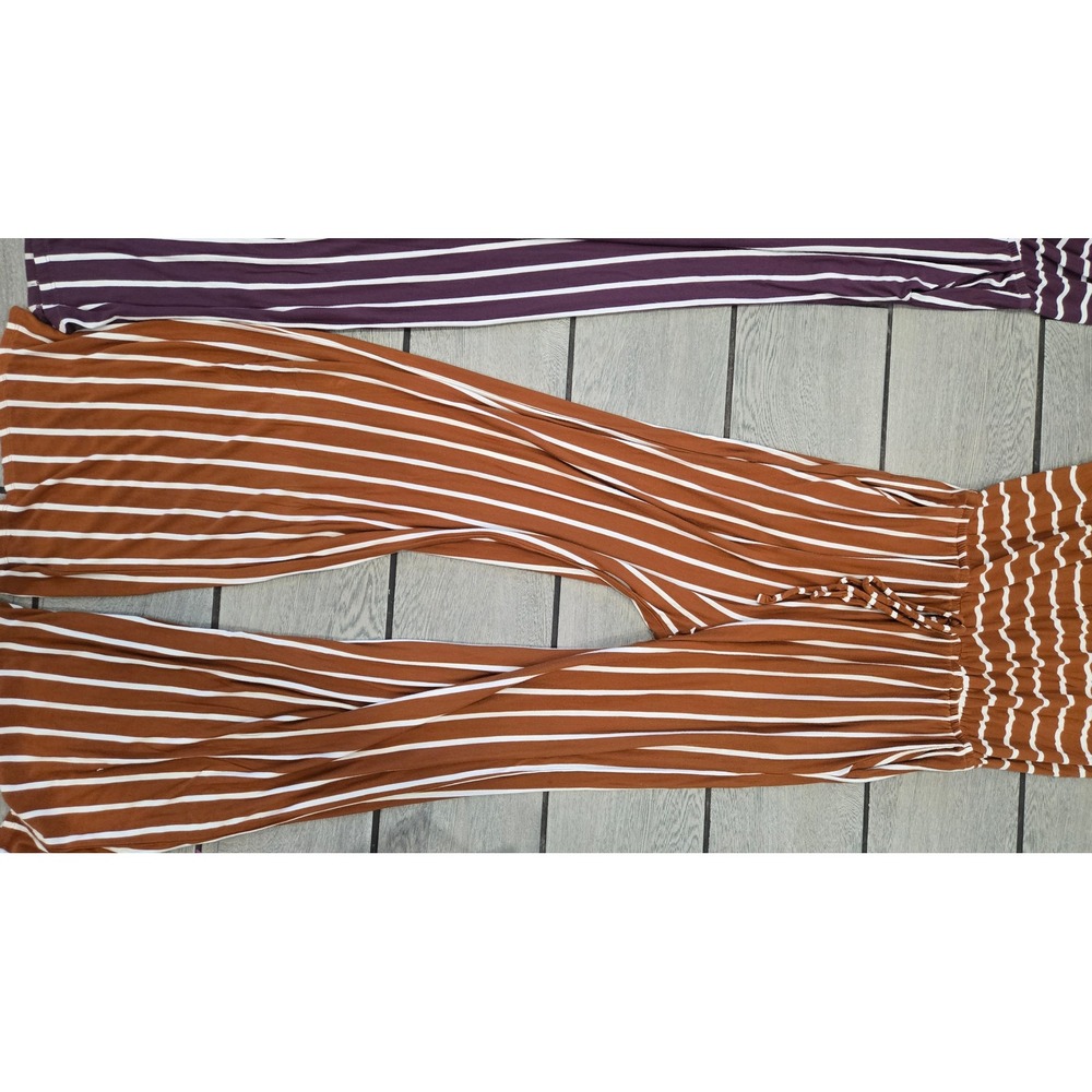 Zenana Striped Wide Leg Jumpsuit Bundle Set of 2 Purple Rust Orange XL - Picture 10 of 13